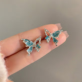 Cutout Blue Butterfly Stud Earrings